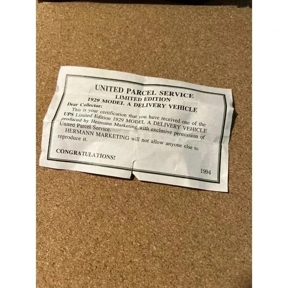 Vintage 1929 Ford UPS Limited Edition Model A Delivery Vehicle - Picture 7 of 11